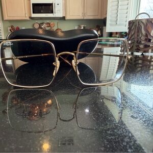 Ray Ban Gold Square Frame Glasses